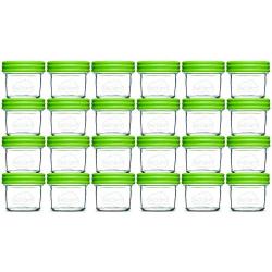 Nellam Baby Food Storage Containers - Leakproof, Airtight, Glass Jars for Freezing & Homemade Babyfood Prep - Reusable, BPA Free, 24 x 4oz Set, that is Microwave & Freezer Safe