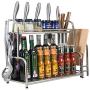 LYNNTLJ Spice Racks,Multi-Layer Stainless Steel Kitchen Seasoning Rack,for Spice Jar and Bottle Storage,Space-Saving/Silver / 50x42cm
