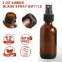 Glass Spray Bottles, ESARORA 12 Pack 2oz Amber Glass Spray Bottle Set Fit for Essential Oils - Cleaning Products - Aromatherapy