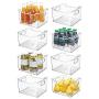 mDesign Plastic Kitchen Pantry Cabinet, Refrigerator or Freezer Food Storage Bin Box - Deep Container with Handles - Organizer for Fruit, Vegetables, Yogurt, Snacks, Pasta 10" Long, 8 Pack - Clear