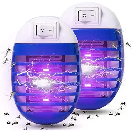 2er Pack Elektro-Mückenabtaster, mit UV-LED Nachtlicht, elektronische Insekt-Fliegenfalle für Innen- und Außenbereich