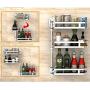 ZOUQILAI Stainless Steel Adjustable Seasoning Box, Kitchen Cabinet, Pantry, Shelf Organizer/Spice Rack with 3 Tiered Levels of Storage for Spice Bottles, Jars, Seasonings
