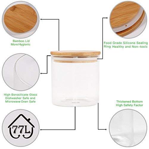 Food Storage Jar, 18.6 FL OZ (550 ML), [Thickened Version] 77L Glass Food Storage Jar with Airtight Seal Bamboo Lid - Modern Design Clear Food Storage Canister for Serving Tea, Coffee, Spice and More