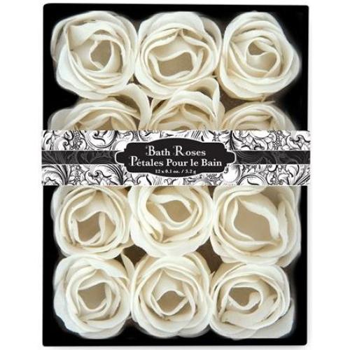 Floral Scented Bath Soap Rose Flower Petals, White, 12 Count