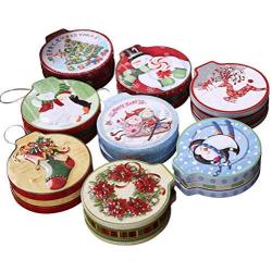 Amosfun Christmas Cookie Tins Round Bump Christmas Tree Pattern Christmas Tin Box Gift Box for Xmas Party