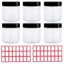 Storage Jars with Lids, 6 Pcs White Tea Coffee & Sugar Canisters Kitchen Storage Containers Jars Pots with Label, Plastic Storage Jar Sets for Kitchen Home Herbs Sugar Or DIY Slime Making