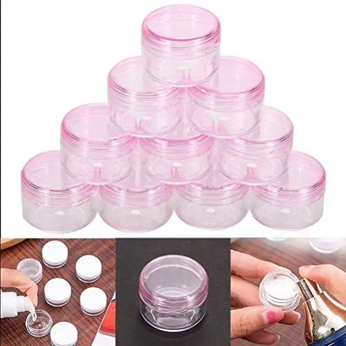 10 Pièces Pot en Plastique 5ml Récipients pour Eaux de Cologne, Poudres à Paupières, Crèmes Faciales, Contenants pour Poudre à Cils, Pots à Ongles Vides (Couleur : Rose) 10 Pièces Pot en Plastique 5ml Récipients pour Eaux de Cologne, Poudres à Paupières, Crèmes Faciales, Contenants pour Poudre à Cils, Pots à Ongles Vides (Couleur : Rose)