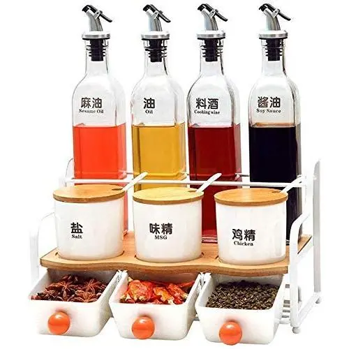Glaserverpackte Gewürzlösung/Keramik-Dosen-Set mit Regalbier für Gewürze, Salz und mehr