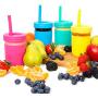 Elk and Friends Kids Cups/Toddler cups with Straws ? Glass Mason Jars 8 oz with Silicone Sleeves & Straws + Straw & Leakproof Lids ? Spill Proof cups for Kids, Sippy Cups for Toddlers