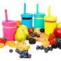 Elk und Freunde Kinderbecher/Babybecher mit Strohhalsen? Glas Mason Jars 8 oz mit Silikonüberzieher & Strohhalsen + Strohhalse & wasserdichte Deckel? Auslaufhemmende Becher für Kinder, Trinkbecher für Kleinkinder