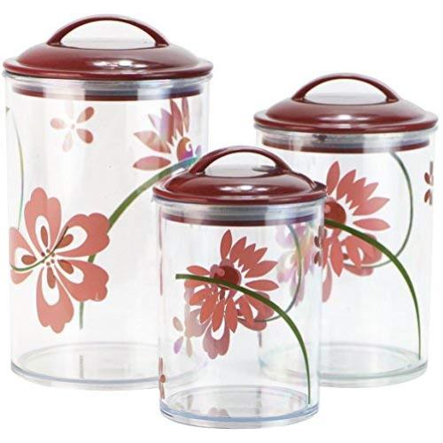 Corelle Koordinaten Set von 3 Acryl Aufbewahrungskanister, Pretty Pink