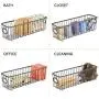 mDesign Metal Farmhouse Kitchen Pantry Food Storage Organizer Basket Bin - Wire Grid Design - for Cabinets, Cupboards, Shelves, Countertops - Holds Potatoes, Onions, Fruit - Long, 2 Pack - Bronze