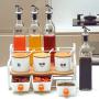 Kitchen seasoning box/Glass Ceramic Condiment Storage Container with Pallet Shelf Storage Bottle Salt jar