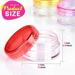 Sample Container, HNYYZL 5 Gram Empty Plastic Cosmetic Pot Jars for Eye Shadow Nails Powder Jewelry Cosmetic Lip Balm Lip Gloss Cream Lotion(10 colors, 100 Pcs)