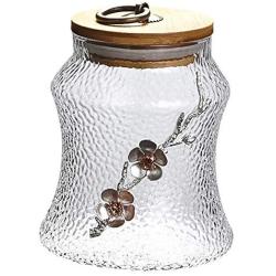 KUKI 3D Tin Flower Glass Hammer Pattern Tea Seal Canister Jar with Lid Storage/Tea Containers/Tea Pot/Tea Candy/Coffee Bean Storage/Business Wedding Gifts