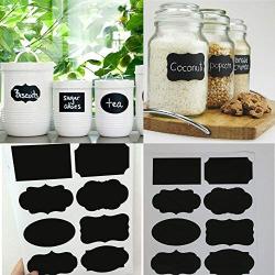 WinnerEco 40pcs Removal Jars Labeles Blackboard Stickers Chalkboard Lables for Kitchen, Pantry, Mason Jars, Wine Glasses