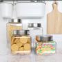 Home Intuition Square Glass Canister Set with Stainless Steel Lid, 4 Pieces