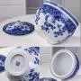 Kitchen Food Storage Containers Airtight with Lids Large Porcelain Flour Canisters Jars Ceramic,Rustic Home Decor,Pantry Organization and Storage for Flour Snacks Sugar Coffee Cereals 5L/10L Blue