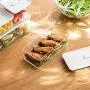 HOMELUNY Set of 4 Clear Crisper Airtight Plastic Food Jars Food Storage Refrigerator Airtight Crisper 650ml for Candy, Cookie, Rice, Sugar,Flour,Snacks Keeping Food Dry & Fresh