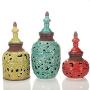 Scrolled Filigree Glossy Multicolored 9, 7, 6 Inch Ceramic Faux Canisters Set of 3