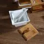 Kitchen seasoning box/Ceramic Condiment Storage Container and Bamboo Wood Frame Square with Sewing lid Seasoning jar 24.5 10.5 18cm