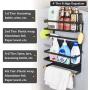 Magnetic Kitchen Rack Fridge Organizer, Spice Jars Rack, Multi Use Refrigerator Side Storage Shelf with 5 Removable Mobile Hooks,Large,Black