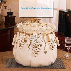 Airtight Large Food Storage Containers with Lids, Ceramic Cereal Containers Canister Jar for Kitchen Pantry Organization Flour Rice Candy Bulk, 5L, 29x28cm