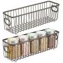mDesign Metall Farmhouse Küchenspeicher Lebensmittel Organizer Körbe Behälter – Drahtgitter Design – Für Schränke, Regale, Arbeitsflächen – Für Kartoffeln, Zwiebeln, Obst – Lang, 2er Set – Bronze
