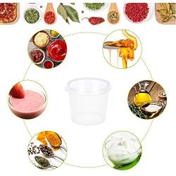 Nannday Disposable Slime Containers， 50 Pc 25ML Storage Attached Lid Sauce Condiment Cup