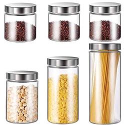 WH- 6 Sets A Transparent Glass Jar Kitchen Storage Sealed Storage Tea Cereals Snacks Small Jar