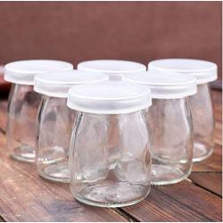 Cedmon Yoghurt Jars pudding Jar with Lid (5.5oz) 1set (6jars) Replacement Glass Jars for Yogurt Maker (5.5oz)