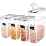 ME.FAN Cereal Storage Containers [Set of 4] Airtight Food Storage Containers 4L(135oz) - Large Kitchen Storage Keeper with 24 Chalkboard Labels - BPA Free, Easy Pouring Lid (Black)