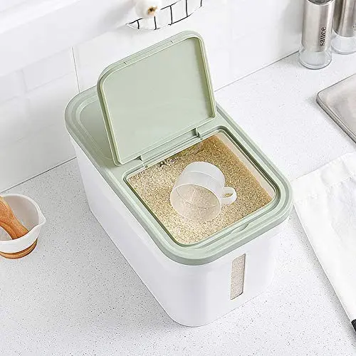 WANGLX ST Storage Tanks Cereal Container Airtight Grain Jar Rice Storage Box Storage Bucket Storage Box Kitchen Storage Jar Green,Pink,9L