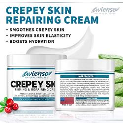 Crepey Skin Treatment - Sagging Skin Tightening for Body & Face - Made in USA - Neck & Decollete Anti-Wrinkle Chest Cream - Anti-Aging & Firming Cream with Glycolic Acid, Collagen & Hyaluronic Acid