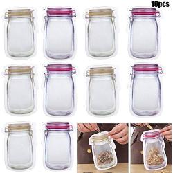 Tenrry Fast and Good Zipper Reusable Food Storage Snack Sandwich Bags Jar Shape Large