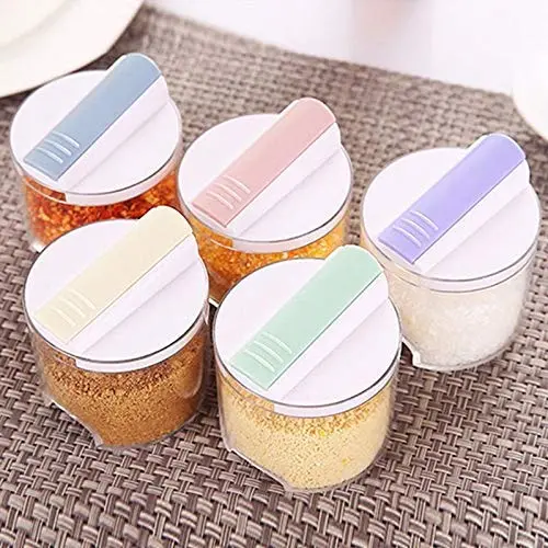 5 Teile/satz Kreative Transparent Gewürz Dosen Küche Gewürz Rack Würze Flaschen Pfeffer Schüttler Box Condiment bottles (Color : Clear)