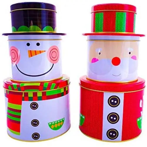 Weihnachtliche Nestboxen aus Keksen mit Deckeln – Santa Claus und Schneemann Sammelboxen für Süßigkeiten, Kekse, Süßigkeiten und Schokolade Dekoratives Weihnachts-Aufbewahrungsgefäß