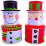 Christmas Nesting Cookie Tins with Lids - Santa Claus and Snowman Nesting Boxes Candy, Cookie, Treats and Chocolate Decorative Holiday Storage Jars