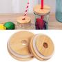 Bamboo Mason Jar Lids with Straw Hole, 1 Regular + 1 Wide Mouth Bamboo Canning Lids with 4 Stainless Steel Straw and 2 Brush for Drinking, ECO, Reusable (2+4+2)