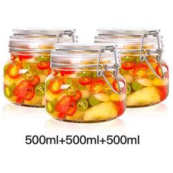 Yl Ly Sealed Cans Glass Bottle With Lid Honey Lemon Jar Household Candy Jar Square Food Jar Three-Piece Square 800+800+1700