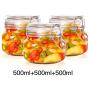 Yl Ly Sealed Cans Glass Bottle With Lid Honey Lemon Jar Household Candy Jar Square Food Jar Three-Piece Square 800+800+1700