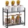 2-Etagenes Gewürzregal – 2-Etagenes Stehendes Gewürzregal Organizer, Abnehmbare Behälter Glasflaschenhalter Regalhalter für Küche Bad Schrankplatz für Gewürzglas, Flasche und mehr