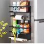 Magnetic Rack Refrigerator-Organizer Rustproof Spice Rack Storage (Black)