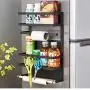 Magnetischer Regalbefestigungs-Kühlschrank-Organizer, Rostfreier Gewürzregal-Aufbewahrung (Schwarz)