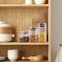 Glass Food Storage Containers With Locking Lids - Square Glass Jars With Stainless Steel Lid For Spices Bulk Products Tea Coffee Container Set Sealed Cans Storage Box Canister