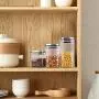 Glass Food Storage Containers With Locking Lids - Square Glass Jars With Stainless Steel Lid For Spices Bulk Products Tea Coffee Container Set Sealed Cans Storage Box Canister