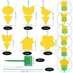 18 Pack Fruit Fly Trap Yellow Sticky Fungus Gnat Killer for Indoor and Outdoor Plant Insect Catcher for White Flies Mosquitos Fungus Gnats Flying Insects Houseplant Gift for Flower Lover (C24 18+6)