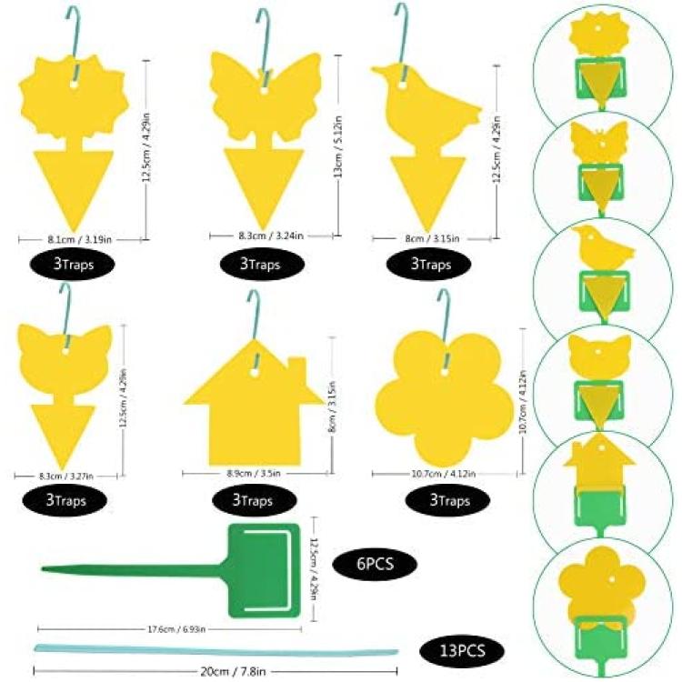 Garsum Sticky Trap,Fruit Fly and Gnat Trap Yellow Sticky Bug Traps for Indoor/Outdoor Use - Insect Catcher for White Flies,Mosquitos,Fungus Gnats