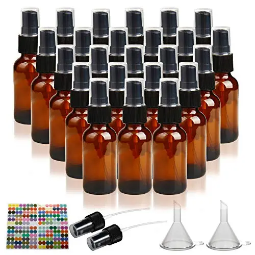 Glass Spray Bottle, YULEER 1oz Spray Bottles for Cleaning Solutions, Hair, Essential Oils, for Home use, for travel, Pack of 24 Glass Spray Bottle, YULEER 1oz Spray Bottles for Cleaning Solutions, Hair, Essential Oils, for Home use, for travel, Pack of 24