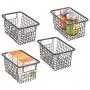 mDesign Moderner Landhausstil Tiefe Metallgitter Aufbewahrungsbox mit Griffen für Küche, Speisekammer, Schränke, Schlafzimmer, Badezimmer, Waschräume, Garagen – 5,25“ Hoch, 4er Set – Bronze